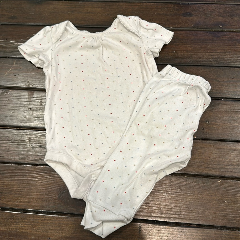 Heart print set - 6-12M